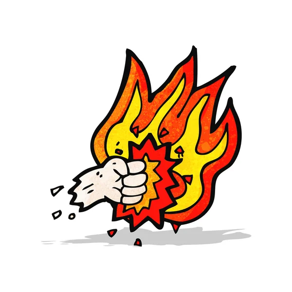 Flaming fist punch cartoon — Stock Vector