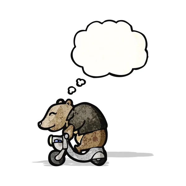 Cartoon bear riding scooter — Stock Vector