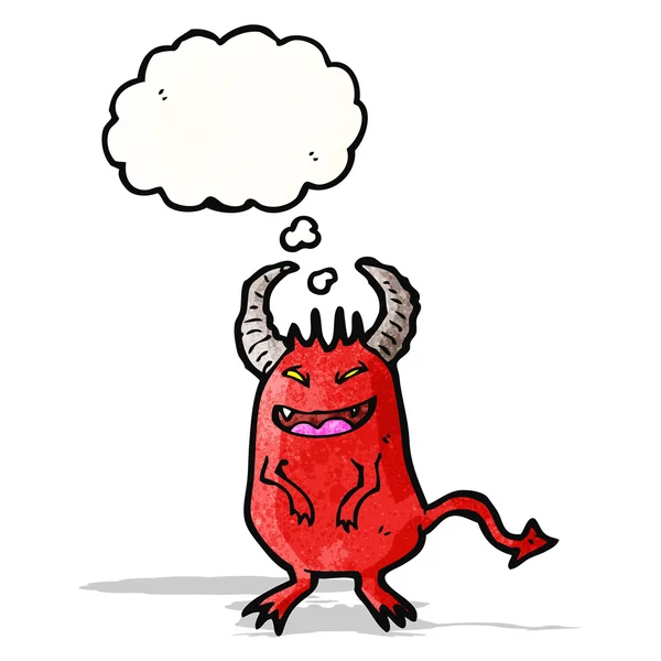 Little devil with thought bubble — Stock Vector