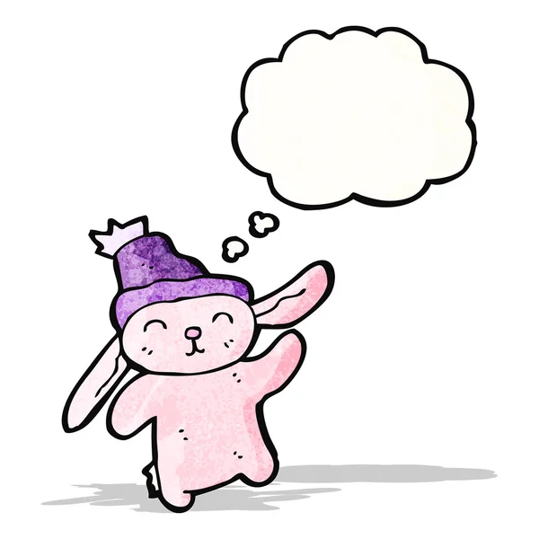 Dança rosa coelho desenhos animados — Vetor de Stock