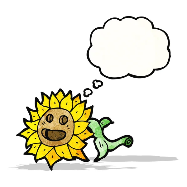 Karikatur Sonnenblume mit Gedankenblase — Stockvektor