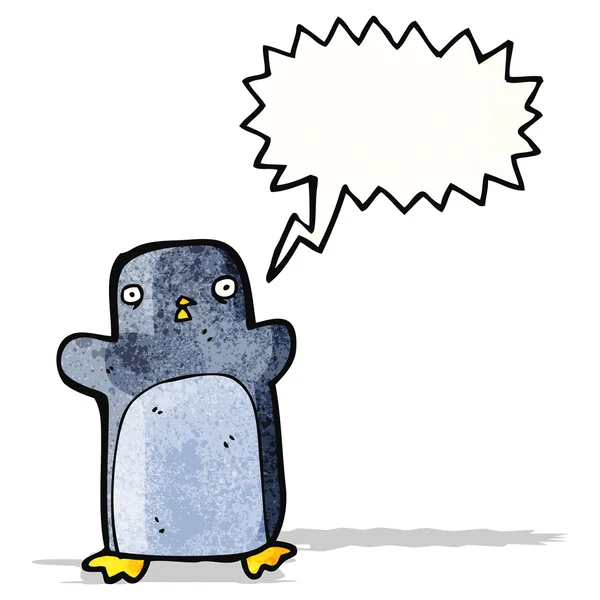 Kreslený tučňák s bublinou řeči — Stockový vektor