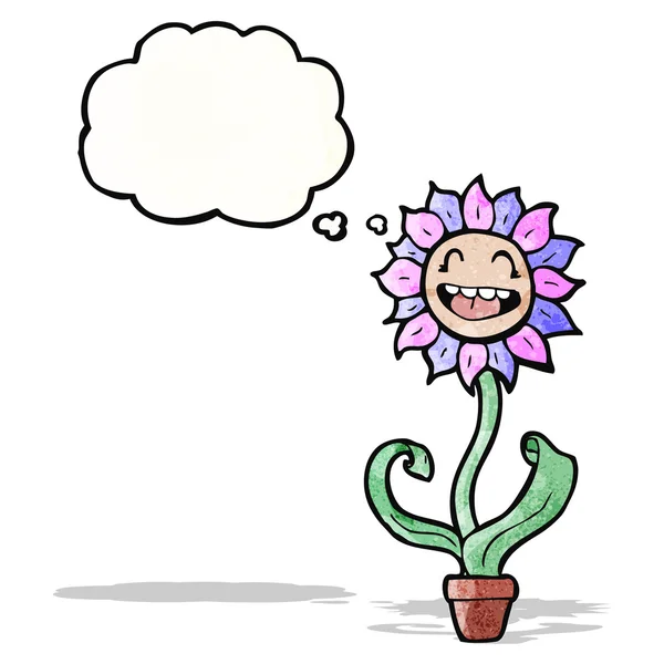 Cartoon flower with thought bubble — Stock Vector