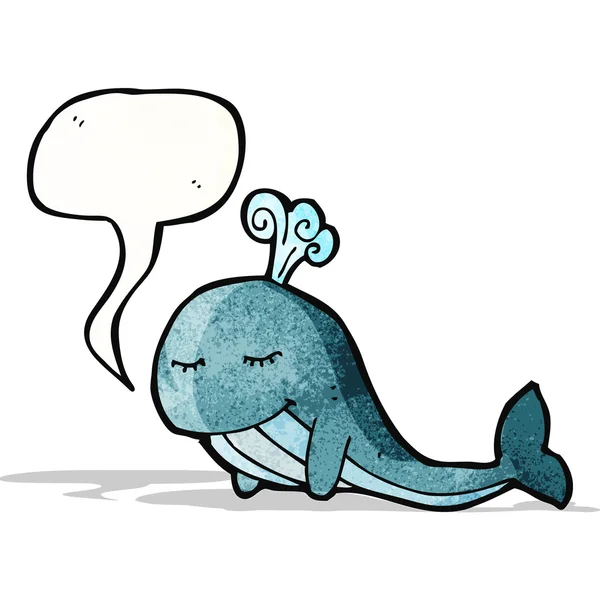 Ikan paus dengan kartun gelembung bicara - Stok Vektor