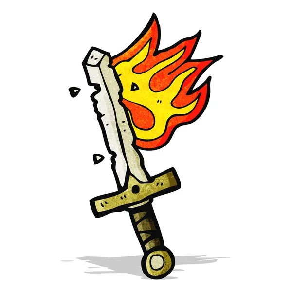 Flaming sword cartoon — Stock Vector