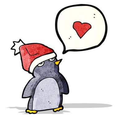 karikatür penguen Noel şapka