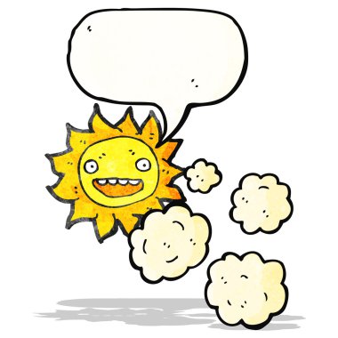 karikatür güneşin ve bulutların