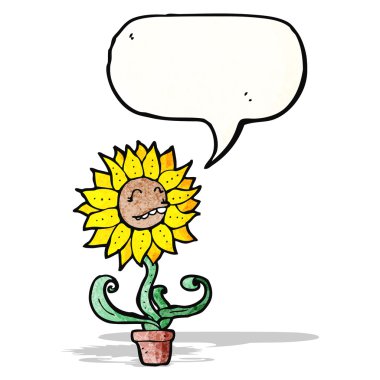 Konuşma baloncuklu karikatür çiçeği