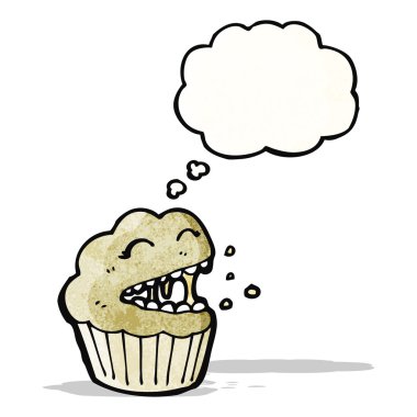 karikatür muffin düşünce balonu ile