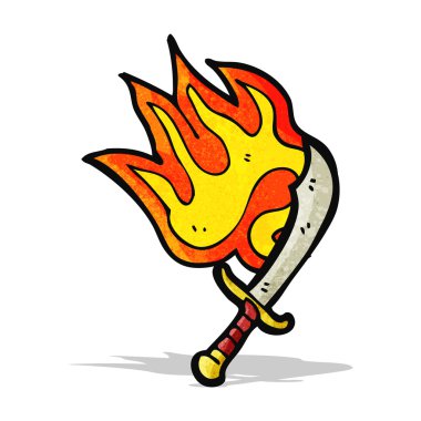 karikatür flaming kılıç