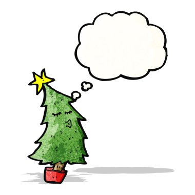 düşünce balonu ile karikatür Noel ağacı