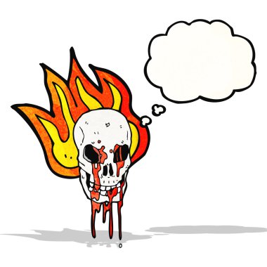 Spooky kafatası ile düşünce balonu