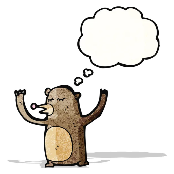 Grappige beer met gedachte zeepbel cartoon — Stockvector