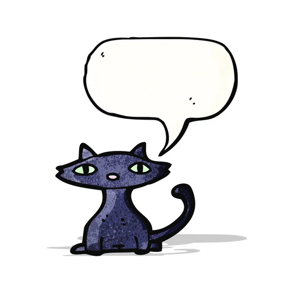 Fekete macska beszéd buborék rajzfilm — Stock Vector