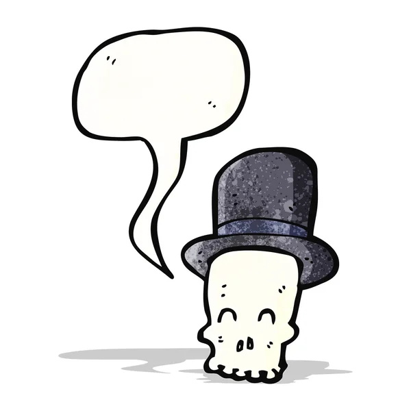 Kafatası silindir şapka karikatür — Stok Vektör