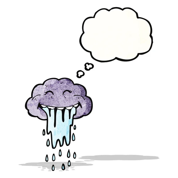 Cartoon raincloud with thought bubble — Stock Vector