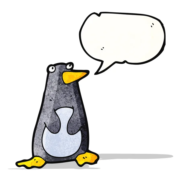 Lustiger Cartoon-Pinguin mit Sprechblase — Stockvektor