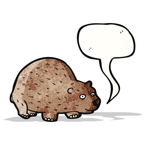 Cartoon wombat med pratbubblan — Stock vektor