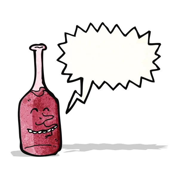 Cartoon red wine bottle with speech bubble — Stock Vector