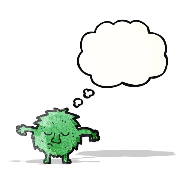 Little furry green monster cartoon — Stock Vector