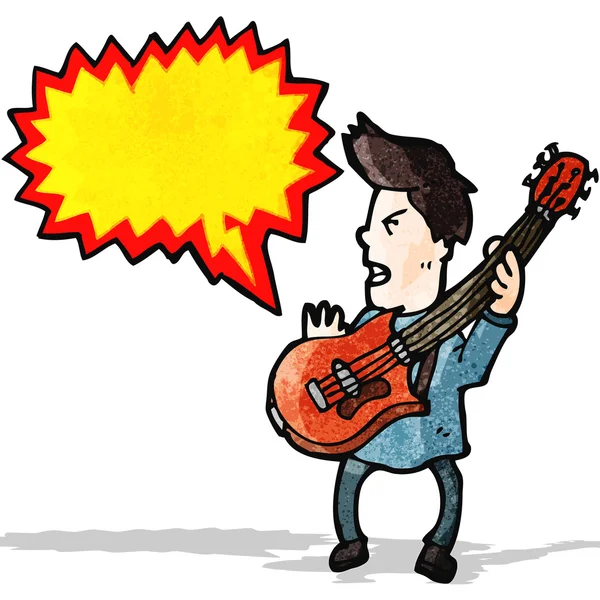 Desenho animado menino tocando guitarra elétrica — Vetor de Stock