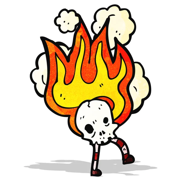 Flammender Totenkopf als Comic-Figur — Stockvektor