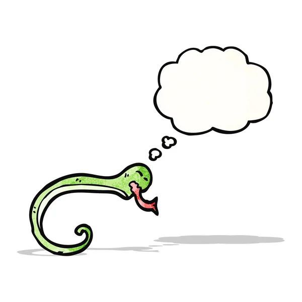Schlange mit Gedankenblase Karikatur — Stockvektor
