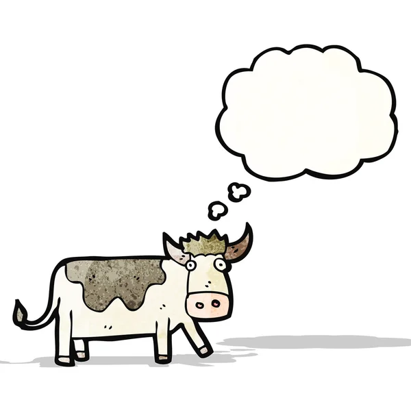 Vaca de dibujos animados con burbuja de pensamiento — Vector de stock