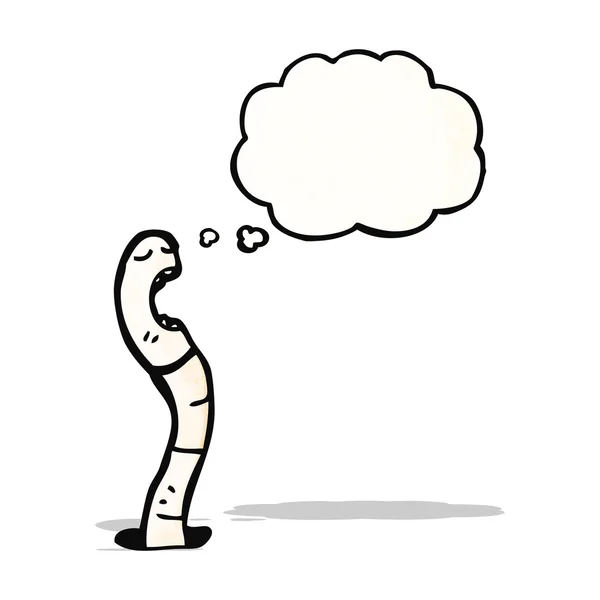 Cartoon-Wurm mit Gedankenblase — Stockvektor