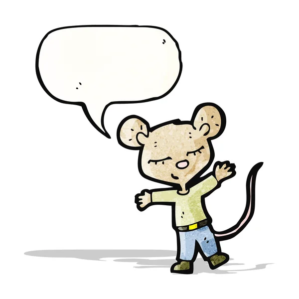 Cartoon mouse with speech bubble — Stock Vector