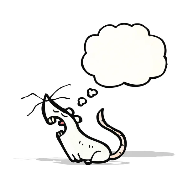 Мультяшна біла миша з бульбашкою думок — стоковий вектор