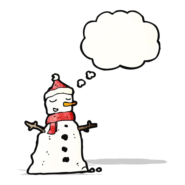 Cartoon snowman with thought bubble — Stock Vector