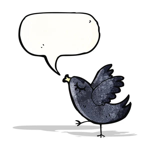 Chant noir oiseau dessin animé — Image vectorielle