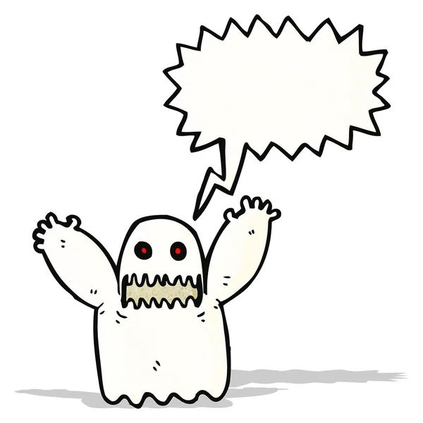 Fantasma de dibujos animados con burbuja de habla — Vector de stock