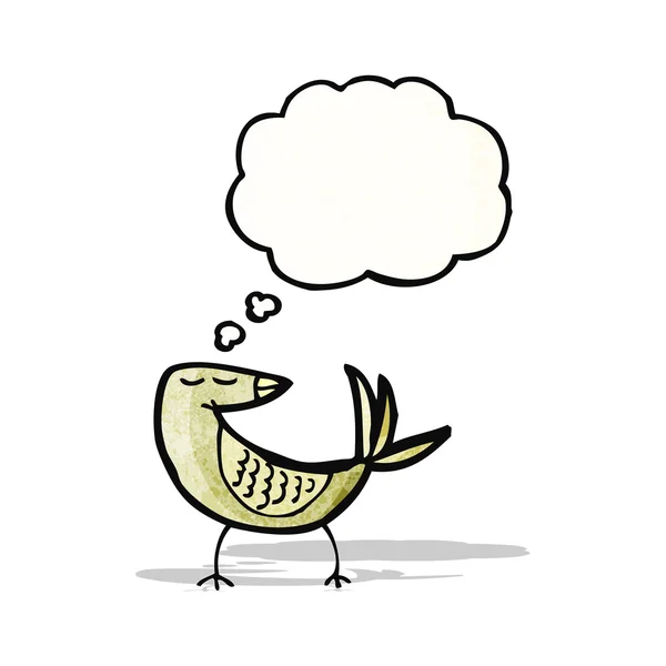 Pájaro de dibujos animados con burbuja de pensamiento — Vector de stock
