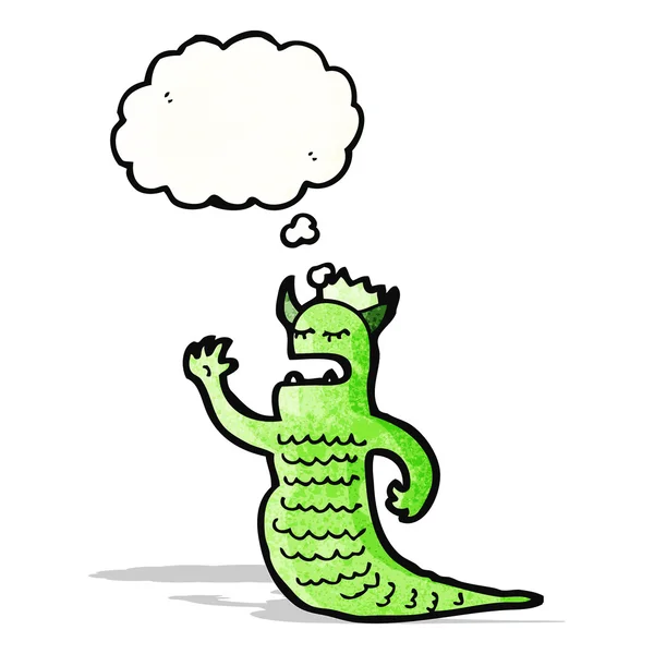 Monster met gedachte zeepbel cartoon — Stockvector
