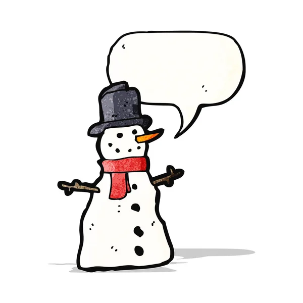 Sněhulák s řeči bubliny cartoon — Stockový vektor