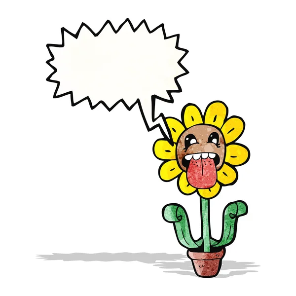 Cartoon Blume mit Sprechblase — Stockvektor