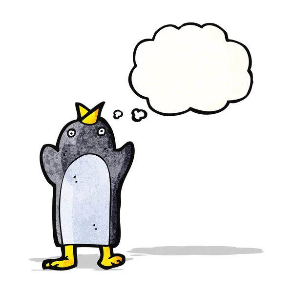 Śmieszne pingwina kreskówka z bańki myśli — Wektor stockowy
