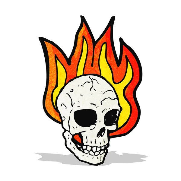 燃えるような頭骨の漫画 — ストックベクタ