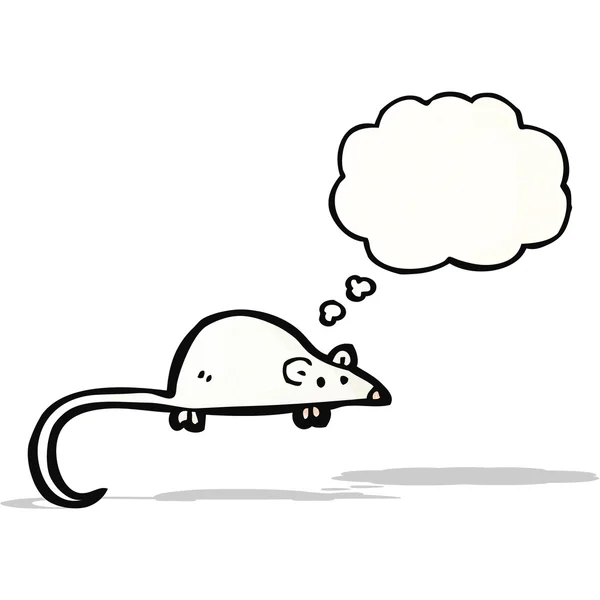 Γελοιογραφία λευκό ποντίκι με σκέψη φούσκα — Διανυσματικό Αρχείο