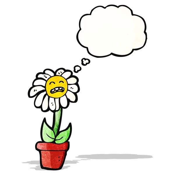 Blume mit Gedankenblase Karikatur — Stockvektor