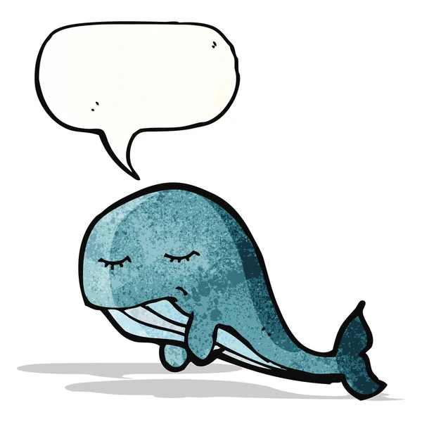 Baleine avec discours bulle dessin animé — Image vectorielle