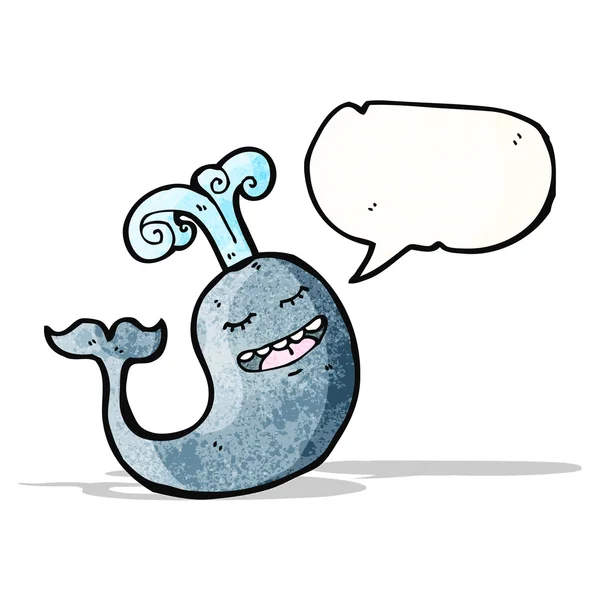 Cartoon walvis met spraakbel — Stockvector