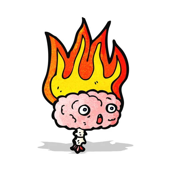 Flaming brain cartoon — Stock Vector