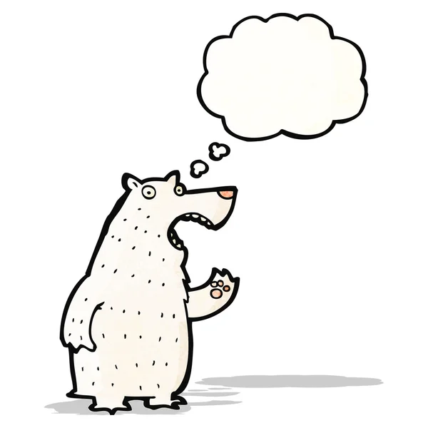 Urso polar com desenho animado bolha pensamento — Vetor de Stock