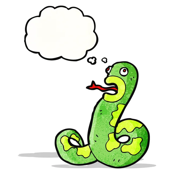 Serpiente de dibujos animados con burbuja de pensamiento — Archivo Imágenes Vectoriales