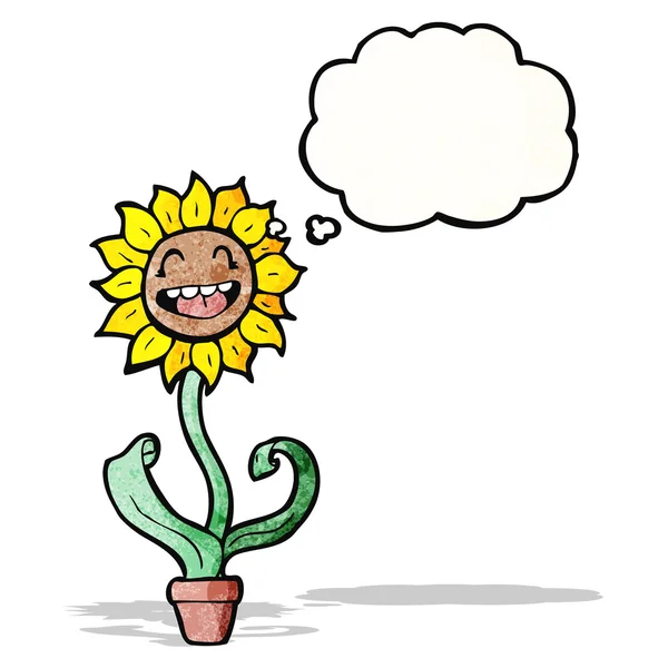 Karikatur Sonnenblume mit Gedankenblase — Stockvektor