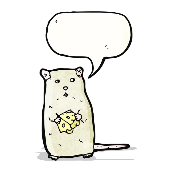 Lindo ratón de dibujos animados con queso — Archivo Imágenes Vectoriales