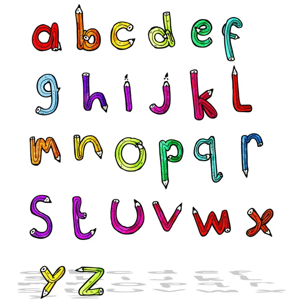 Alphabet crayon dessin animé en forme — Image vectorielle